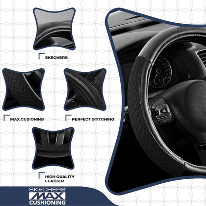 Skechers Steering Wheel Cover, Max Cushioning Leather Steering Wheel Cover - Image 3