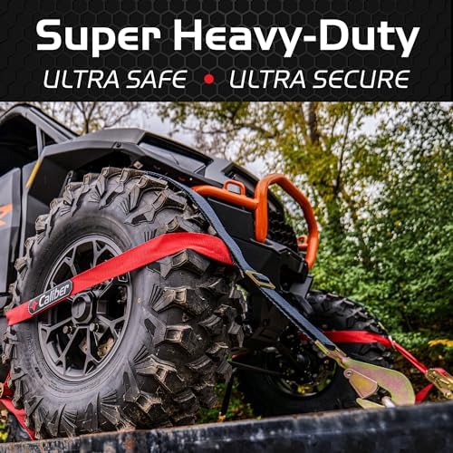 Caliber Trailblazer ORV Heavy-Duty Tie Down Straps, 2-Way Tension Around Tire - Image 3