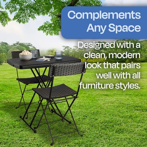 Lavish Home Indoor & Outdoor Portable Folding Table Set of 2 - Image 5