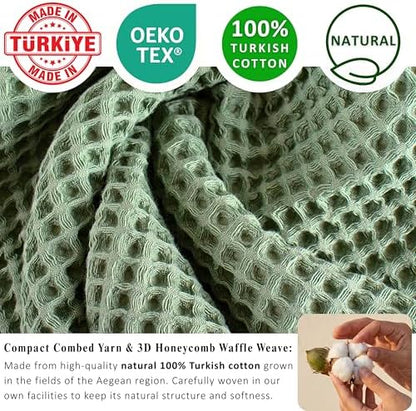 PÜSKÜL Natural 100% Turkish Cotton Waffle Hand and Kitchen Towels Set of 3 - Image 3