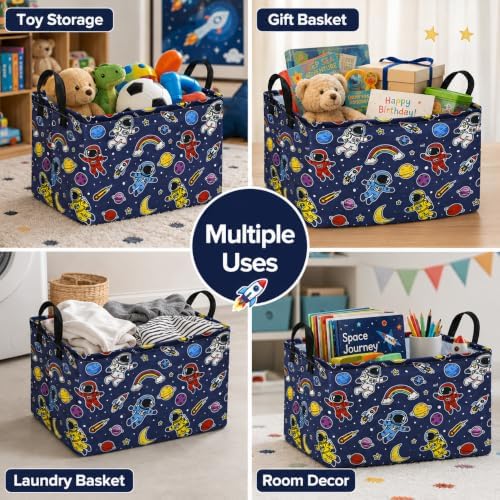Space Storage Basket for Boys, Rocket Toy Bin, Kids Gifts Basket - Image 5