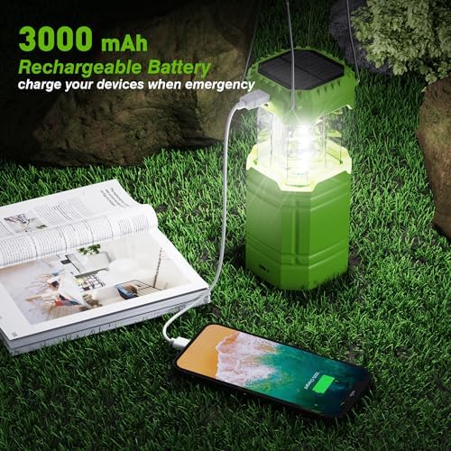 Electric Camping Lantern for Emergency, 3000mAh Solar Hand Crank Lantern - Image 4