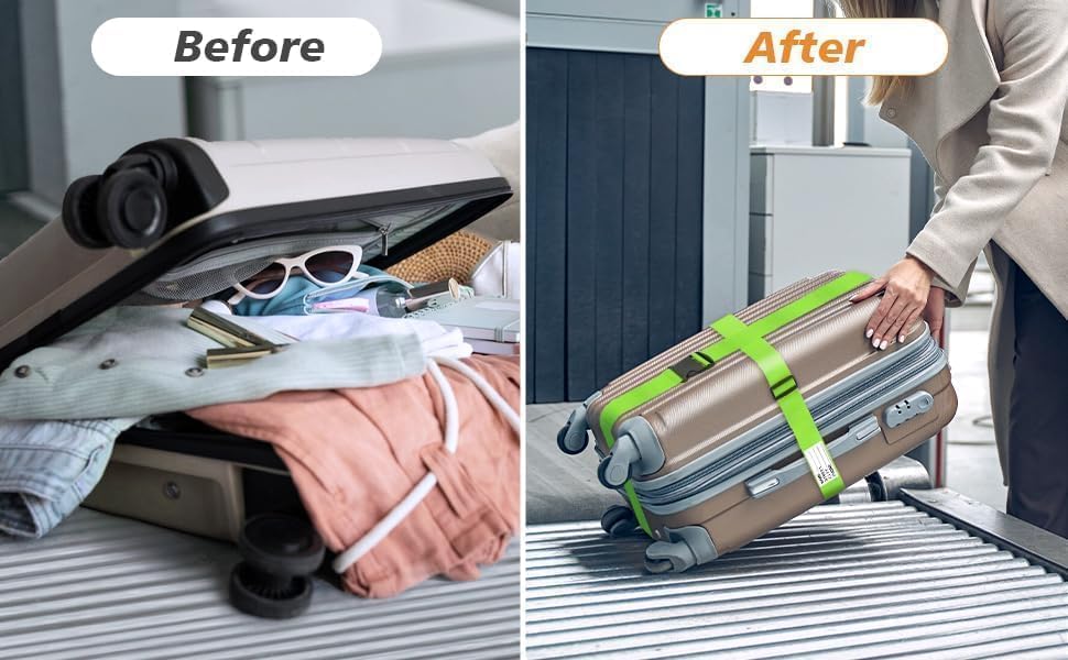 BILIONE Luggage Straps for Suitcases, Adjustable Lockable Suitcase Straps - Image 6