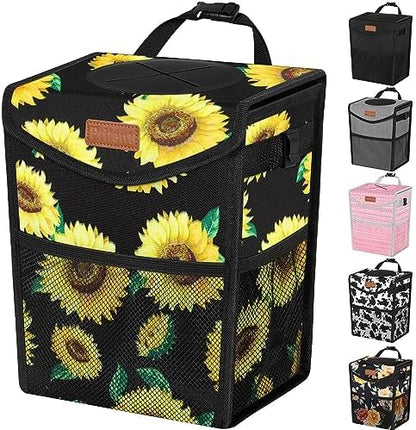 Pritent Car Trash Can with Lid Leakproof Car Garbage Bag Vehicle Trash Bin by Pritent