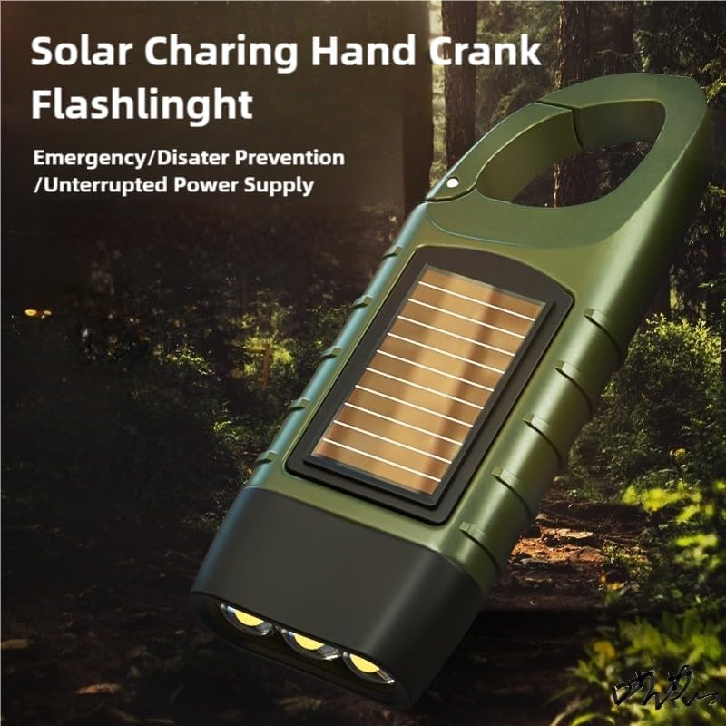 2 Packs Hand Crank Solar LED Emergency Flashlight, No Battery Required - Image 2
