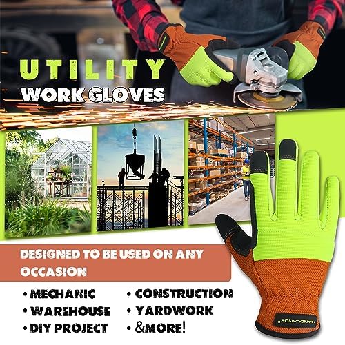 HANDLANDY Work Gloves for Men & Women, Utility Mechanic Working Gloves Touch - Image 5