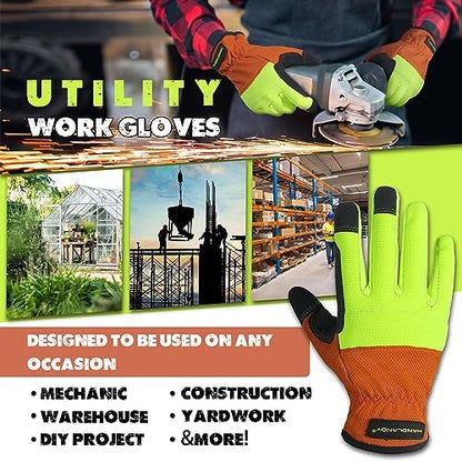 HANDLANDY Work Gloves for Men & Women, Utility Mechanic Working Gloves Touch - Image 5