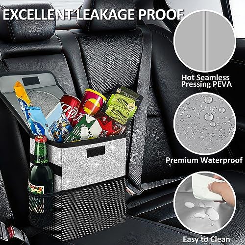 Cute Mini Car Trash Bag with Lid, Glitter Garbage Can Bin Hanging - Image 6