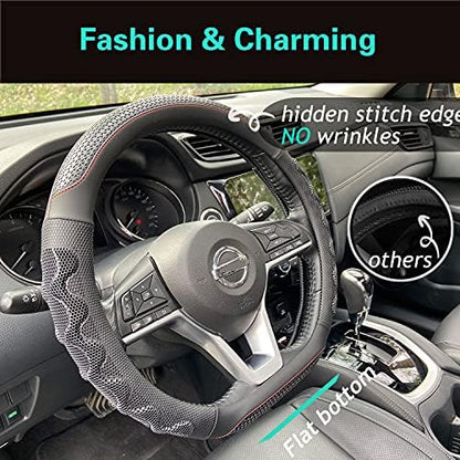 PINCTROT D Shaped Steering Wheel Cover Great Grip 14.5In - Image 2