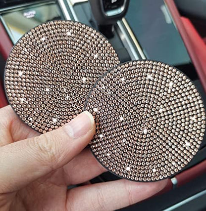 NBTEPEM 2pcs Bling Car Cup Holder Coaster, 2.75 inch Anti-Slip Shockproof - Image 4