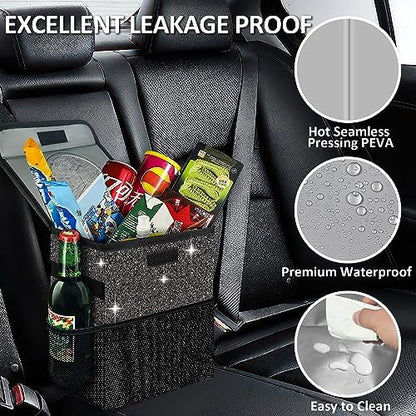 Cute Mini Car Trash Bag with Lid, Glitter Garbage Can Bin Hanging - Image 6