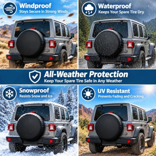 GLOBLELAND 30-32 inch Black Spare Tire Cover - Image 7