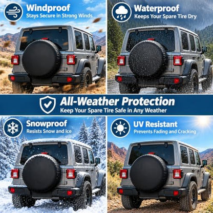 GLOBLELAND 30-32 inch Black Spare Tire Cover - Image 7