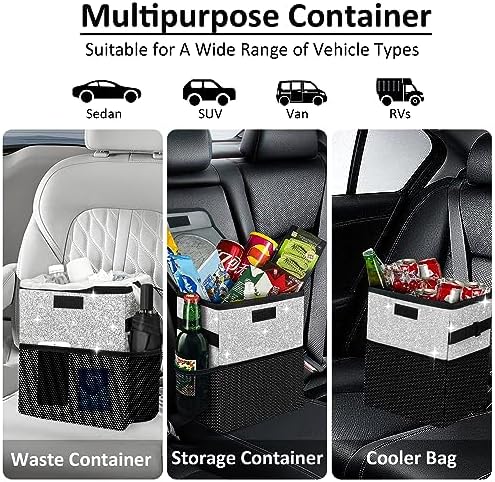 Cute Mini Car Trash Bag with Lid, Glitter Garbage Can Bin Hanging - Image 5