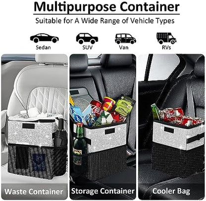 Cute Mini Car Trash Bag with Lid, Glitter Garbage Can Bin Hanging - Image 5
