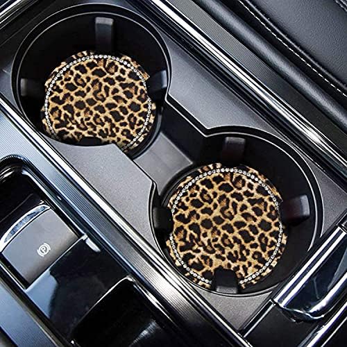 Leopard Print Bling Rhinestone Anti Slip Coasters - Image 2
