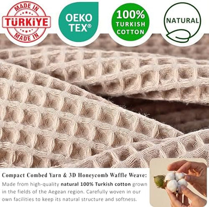 PÜSKÜL Natural 100% Turkish Cotton Waffle Bath Towels Set of 2, Extra-Large - Image 3