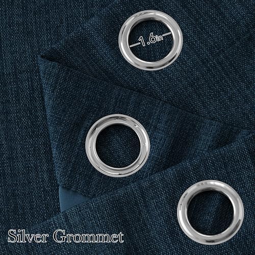NICETOWN Short Faux Linen Navy Blue Blackout Curtains 63 inches Long - Image 2