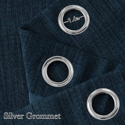 NICETOWN Short Faux Linen Navy Blue Blackout Curtains 63 inches Long - Image 2