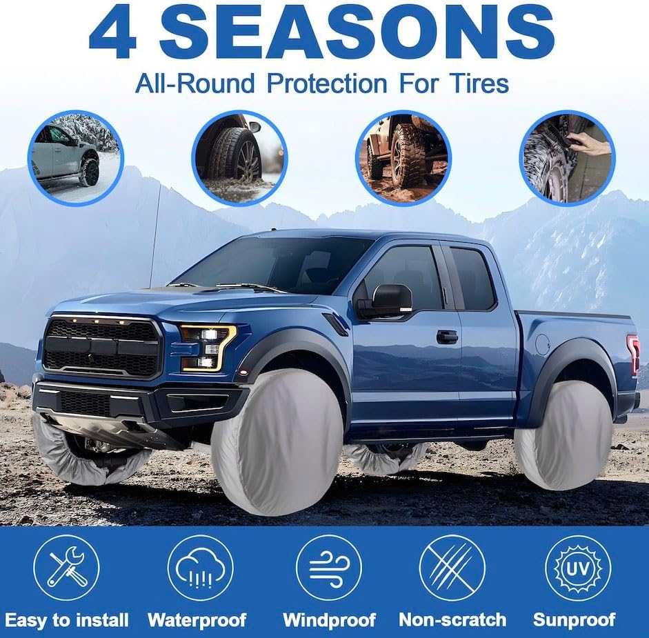 Tire Covers Set of 4, Fits 30"-32" Inch Tire 420D Uv Resistant Wheel Covers - Image 4